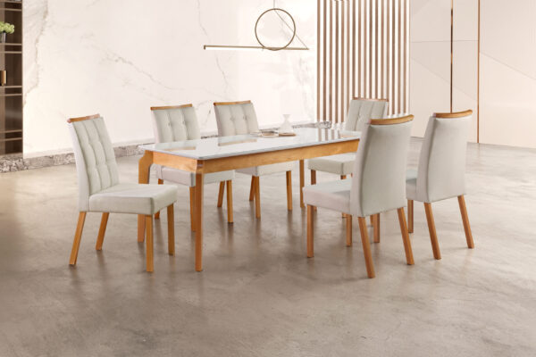 Sala de Jantar - Mesa Egeu com Cadeira Luna 120/121