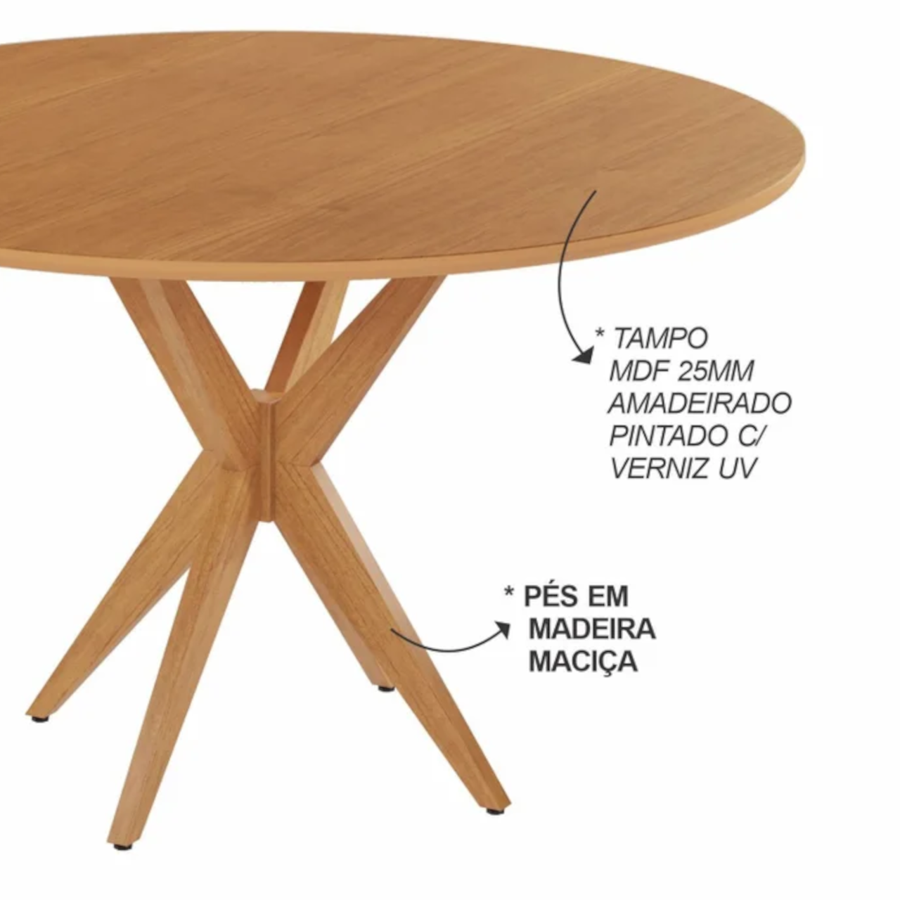 MESA SIMPATIA CANDIAN 1.080X780X1080MM - REDONDA -TAMPO MDF DE 25MM -PES MADEIRA MACICA