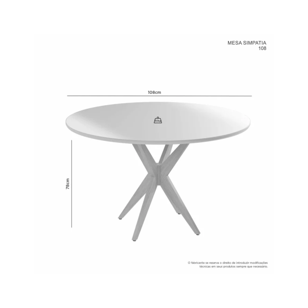 MESA SIMPATIA CANDIAN 1.08 X 1.08M - REDONDA - TAMPO VIDRO - PES MADEIRA MACICA