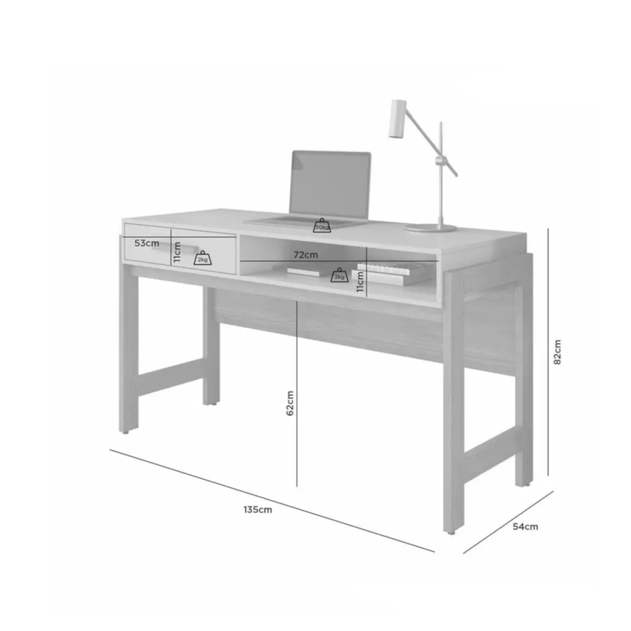 ESCRIVANINHA LIZ 1350X780X540MM-PES EM MDF