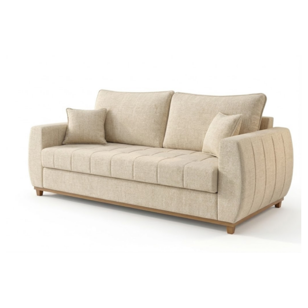 Sofá Living Tokyo 03 Lugares - 2.00M - Tecido Linho 601 Bege Claro