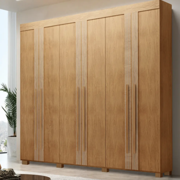 Roupeiro Lucca 6 Portas e 6 Gavetas - 100% MDF - 2.35 X 2.73 X 0.56 - Naturale