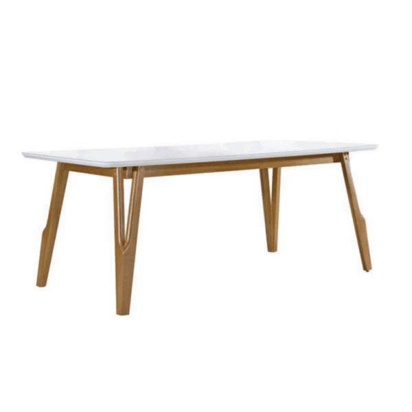 Mesa Siena com Vidro de Madeira Maciça 1,80 x 90CM - Mel/Off White