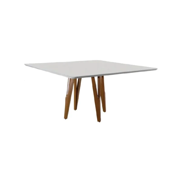 Mesa De Jantar Santiago de Madeira Maciça - 90 X 90 Cm - Mel/Off White
