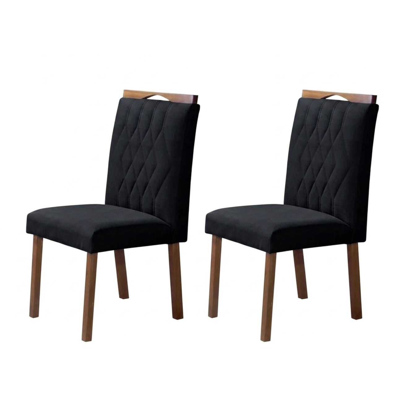 Conjunto Apollo 2 cadeiras - Tecido Veludo Preto