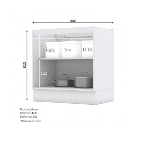 BALCAO AMERICANA 2 PTS 800MM - 0.82 X 0.80 X 0.51