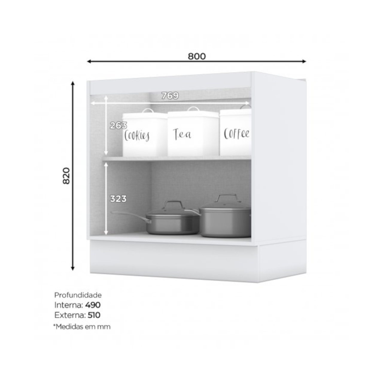 BALCAO AMERICANA 2 PTS 800MM - 0.82 X 0.80 X 0.51