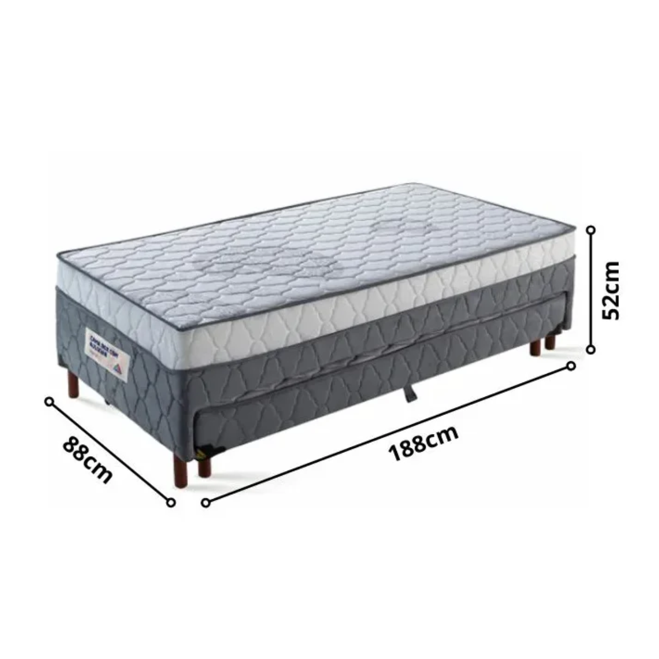 CAMA BOX COM AUXILIAR VITTA D-28 SOLTEIRO 1.88X0.88X0.52 CM