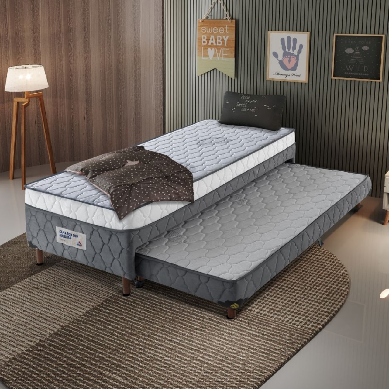 CAMA BOX COM AUXILIAR VITTA D-28 SOLTEIRO 1.88X0.88X0.52 CM