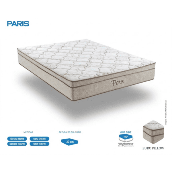 COLCHAO PARIS QUEEN - 1.98X1.58X0.30 - MOLAS ENSACADAS - ESPUMA D20 - MALHA