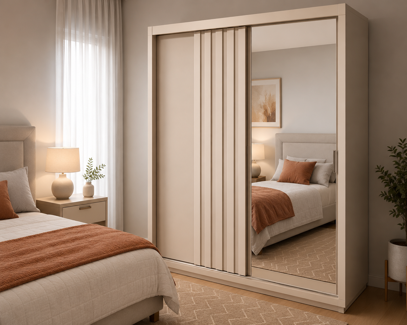 Roupeiro Lugano com Espelho - 100% MDF - 2.18 X 1.80 X 0.56 - Imagem 3