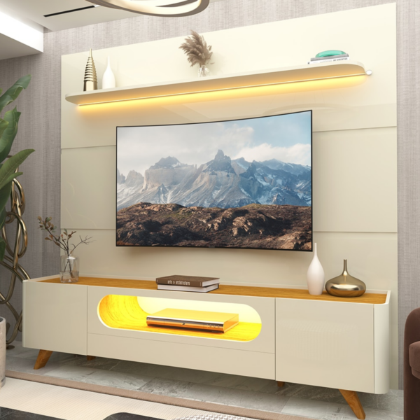 PAINEL ROYAL 2.20 + RACK NOBRE 2.10 PES DE VIDRO