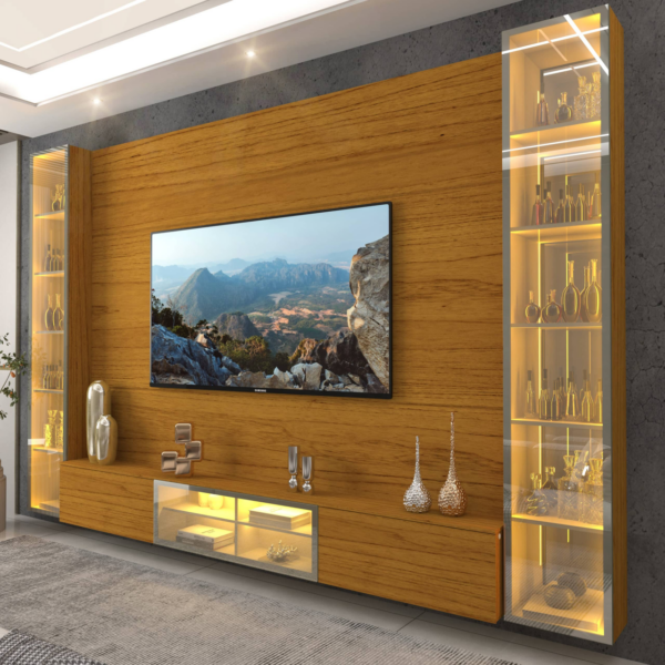 HOME LUMINARE REFLECTA 293 - C/ 2 TORRES VIDRO REFLECTA C/LED E C/ESP - 100% MDF - 2.17 X 2.93 X 0.35