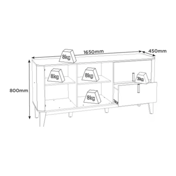 BUFFET RAEL 800 X 1650 X 450MM