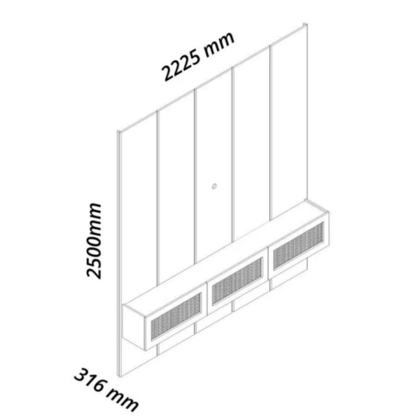 HOME REALCE NATIVE 3 PTS TELA - C/LED - 100% MDF - 2.50 X 2.22 X 0.32