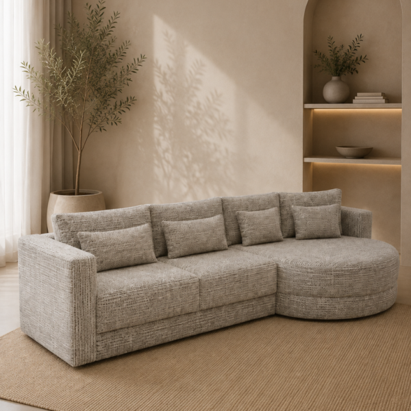 Sofá Lagon - 2.65cm - Com Chaise - Linho Mesclado