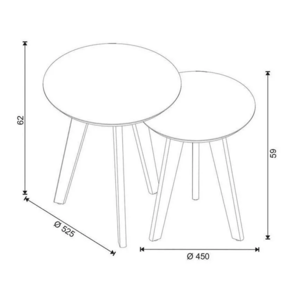 CONJUNTO CLASSIC 2 MESAS LATERAIS REDONDA - - 0.62 X 0.52 X 0.52 (G) - 0.59 X 0.45 X 0.45(P)