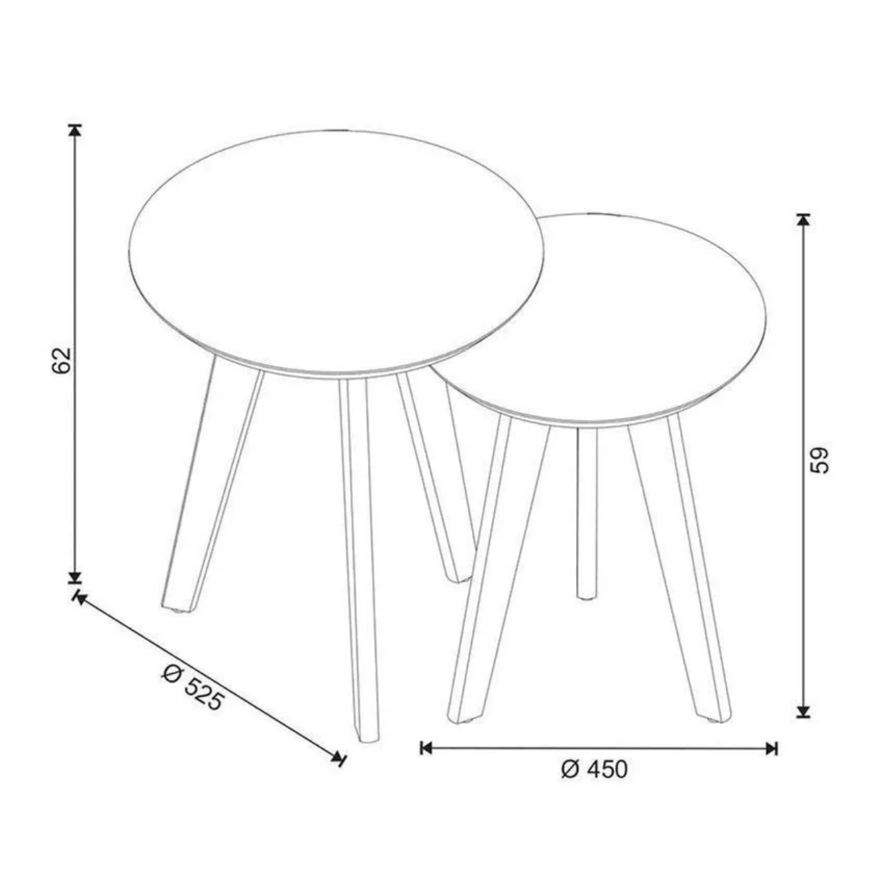 CONJUNTO CLASSIC 2 MESAS LATERAIS REDONDA - - 0.62 X 0.52 X 0.52 (G) - 0.59 X 0.45 X 0.45(P)