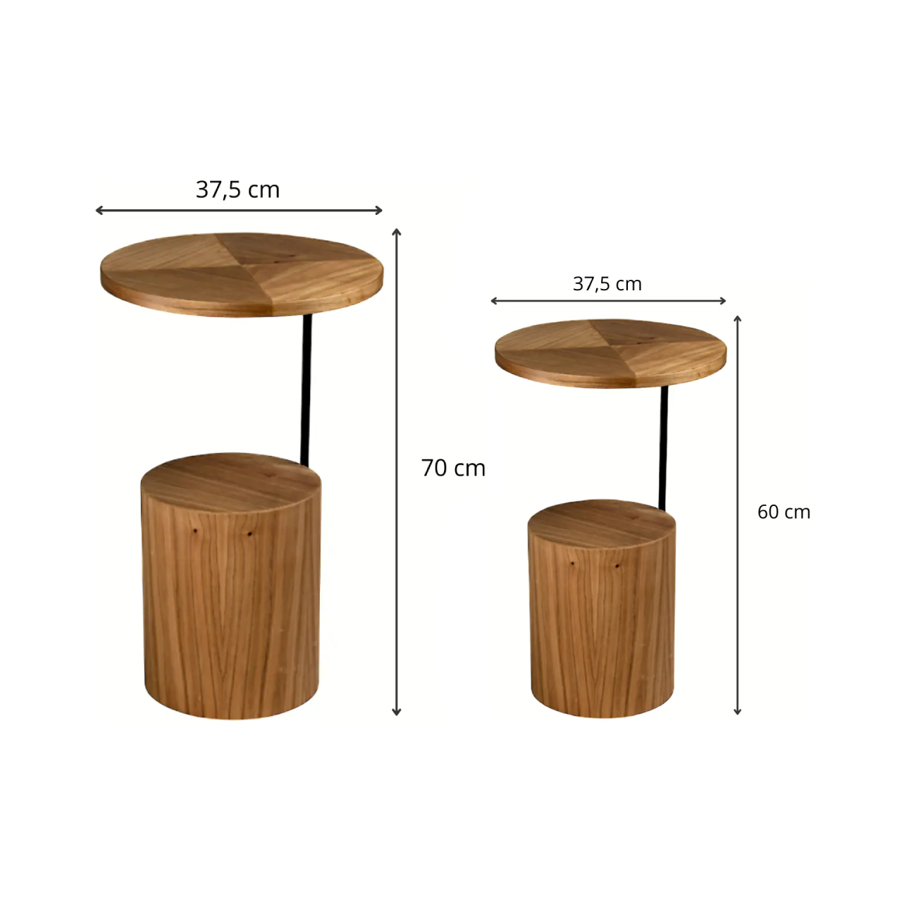 CONJUNTO MESA LIZ LATERAL M 60CM / G 70CM