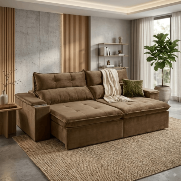 SOFA AUSTRALIA 2.90M MOLAS ENSACADAS BR 25CM C/ PORTA-COPOS