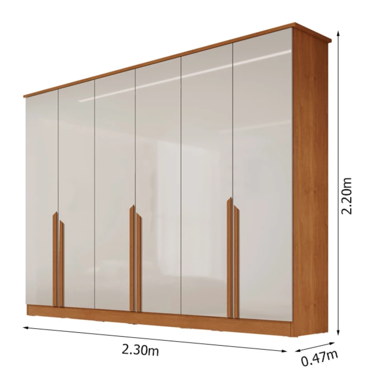 ROUPEIRO BIANCA 6 PTS - 6 GAV. - 100% MDF - 2.20 X 2.30 X 0.47