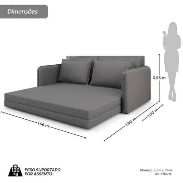 SOFA CAMA LIVING MARICA 3083 1.56M BR 10 - ESPUMA D28