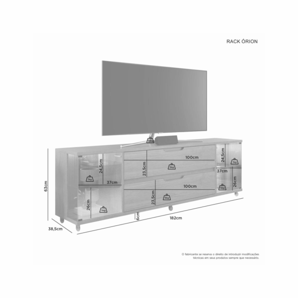 RACK ORION 2 PTS REFLECTA C/LED 2 GAV - 1.82 X 0.63 X 0.38